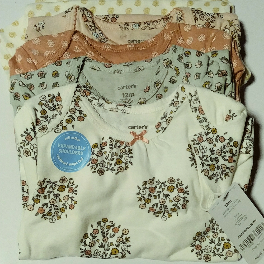 Carters Baby Girl 5 pack Floral Bodysuits